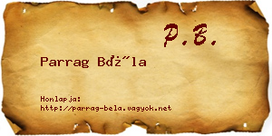 Parrag Béla névjegykártya